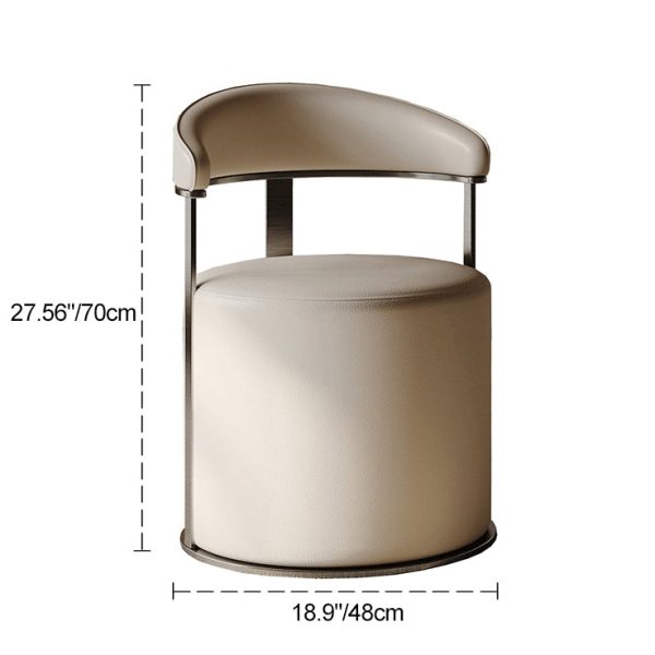 Modern Simplicity Leather Stainless Steel Sponge Round Vanity Stool Backrest For Bedroom - Image 7