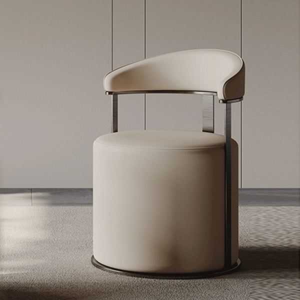 Modern Simplicity Leather Stainless Steel Sponge Round Vanity Stool Backrest For Bedroom - Image 3