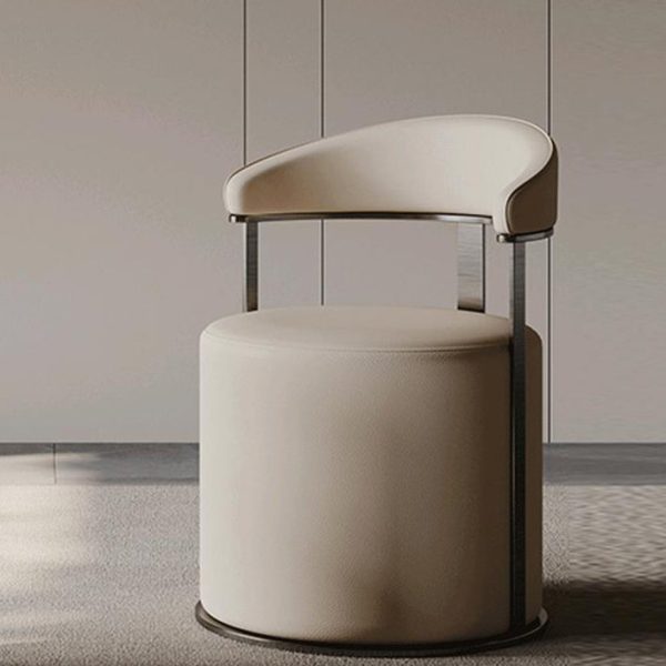 Modern Simplicity Leather Stainless Steel Sponge Round Vanity Stool Backrest For Bedroom - Image 9