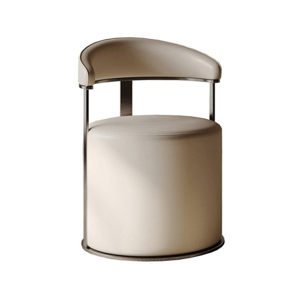 Modern Simplicity Leather Stainless Steel Sponge Round Vanity Stool Backrest For Bedroom - Image 10