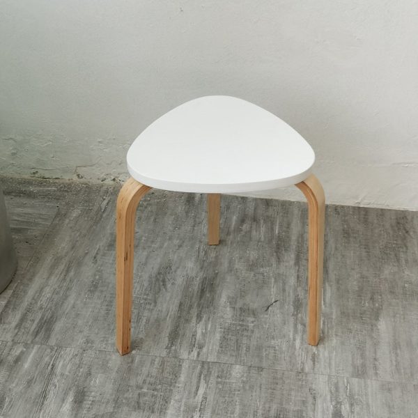 Contemporary Scandinavian Wood Triangle Low Stool Stackable For Dining Room - Image 6