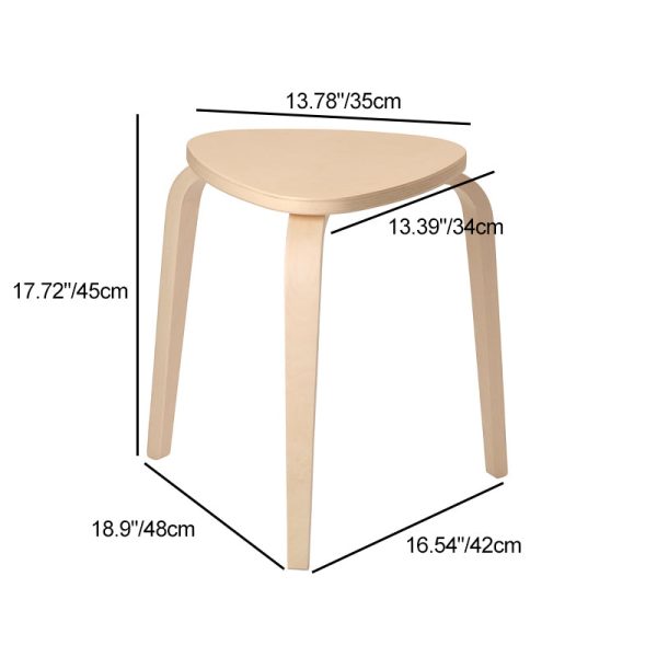 Contemporary Scandinavian Wood Triangle Low Stool Stackable For Dining Room - Image 9