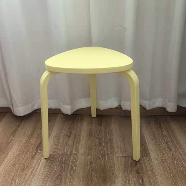 Contemporary Scandinavian Wood Triangle Low Stool Stackable For Dining Room - Image 17