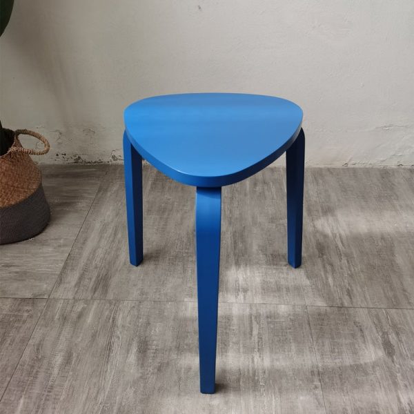 Contemporary Scandinavian Wood Triangle Low Stool Stackable For Dining Room - Image 19