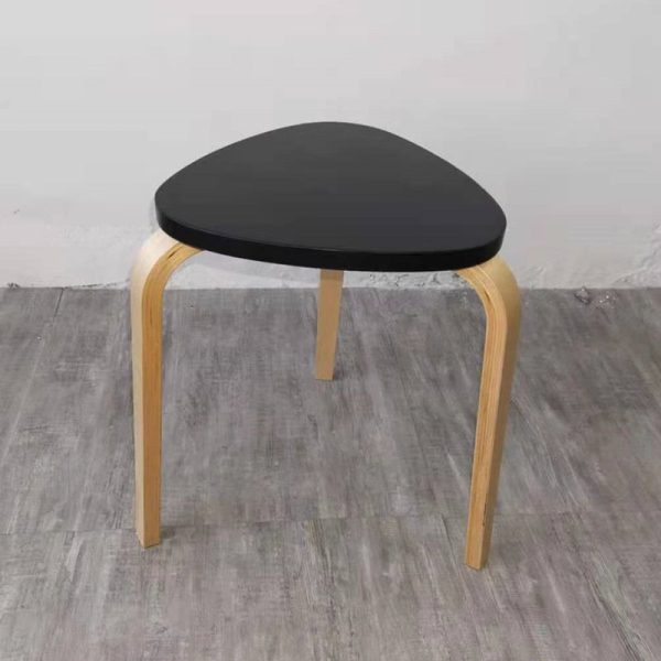 Contemporary Scandinavian Wood Triangle Low Stool Stackable For Dining Room - Image 20