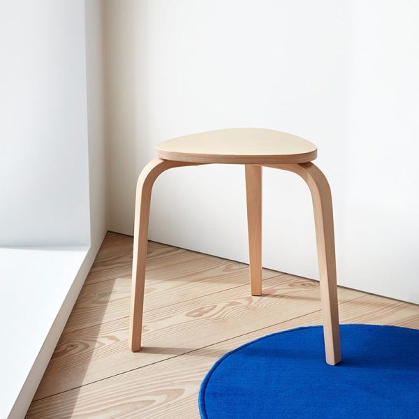 Contemporary Scandinavian Wood Triangle Low Stool Stackable For Dining Room - Image 16