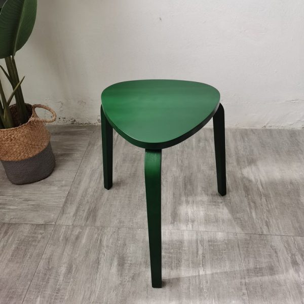 Contemporary Scandinavian Wood Triangle Low Stool Stackable For Dining Room - Image 5