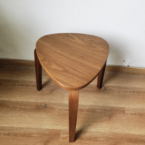 Contemporary Scandinavian Wood Triangle Low Stool Stackable For Dining Room - Image 21
