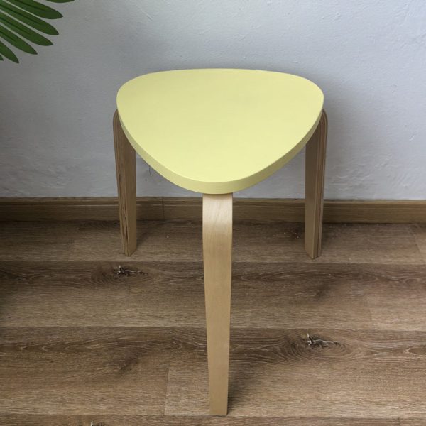 Contemporary Scandinavian Wood Triangle Low Stool Stackable For Dining Room - Image 15
