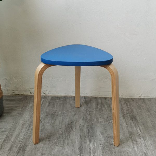 Contemporary Scandinavian Wood Triangle Low Stool Stackable For Dining Room - Image 18