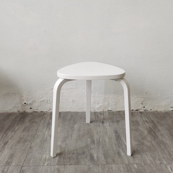 Contemporary Scandinavian Wood Triangle Low Stool Stackable For Dining Room - Image 13