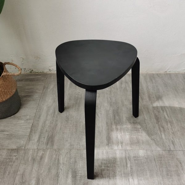 Contemporary Scandinavian Wood Triangle Low Stool Stackable For Dining Room - Image 14