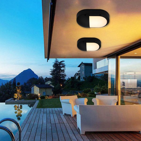 Modern Minimalist Aluminum & PC Oval LED Outdoor Wall Light, Waterproof For Patio & Balcony - Image 19