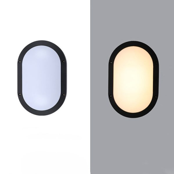 Modern Minimalist Aluminum & PC Oval LED Outdoor Wall Light, Waterproof For Patio & Balcony - Image 9