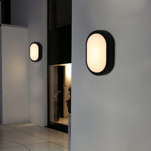 Modern Minimalist Aluminum & PC Oval LED Outdoor Wall Light, Waterproof For Patio & Balcony - Image 2