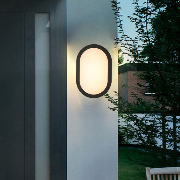 Modern Minimalist Aluminum & PC Oval LED Outdoor Wall Light, Waterproof For Patio & Balcony - Image 3