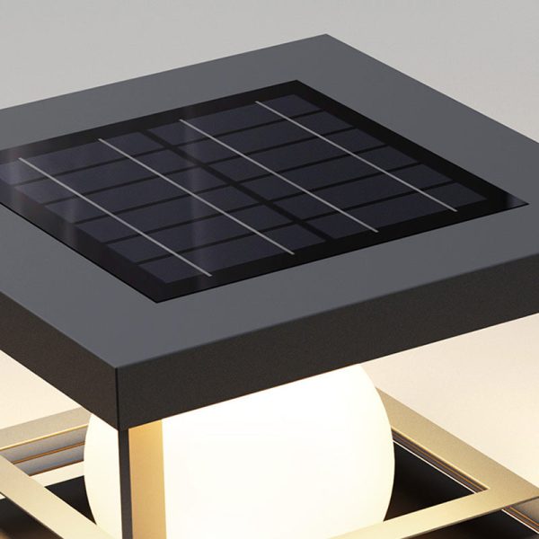 Modern Minimalist Solar Waterproof Stainless Steel PC Rectangular Globe LED Outdoor Post Head Light For Outdoor Patio - Image 7