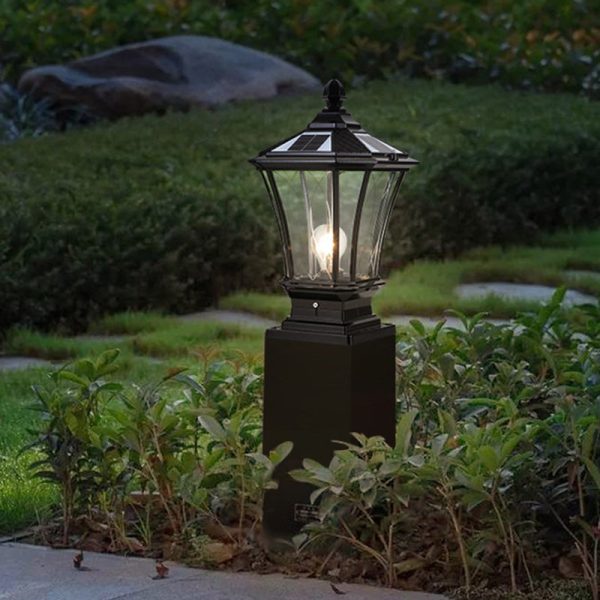 Traditional European Solar Aluminum Glass Octagonal LED Post Head Outdoor Light For Garden - Image 10