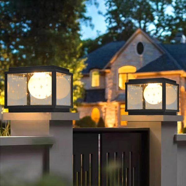 Modern Minimalist Aluminum & Glass Solar Powered LED Square Outdoor Light For Garden & Yard - Image 3