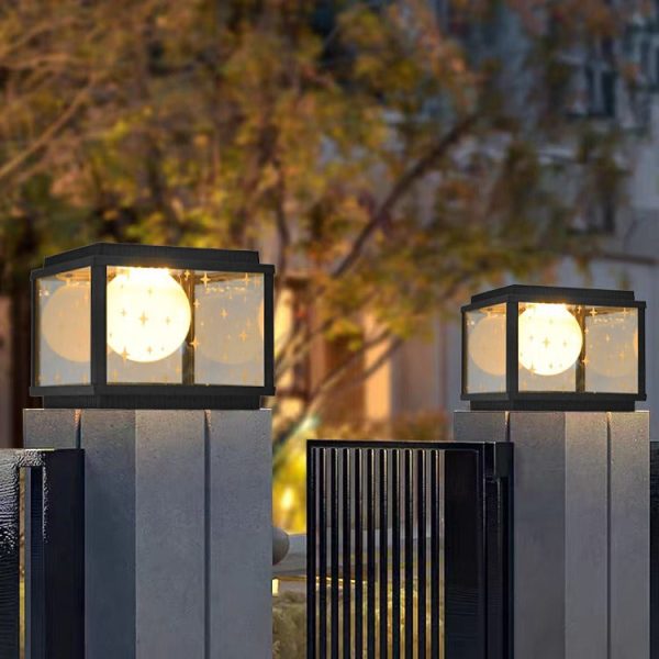 Modern Minimalist Aluminum & Glass Solar Powered LED Square Outdoor Light For Garden & Yard - Image 18