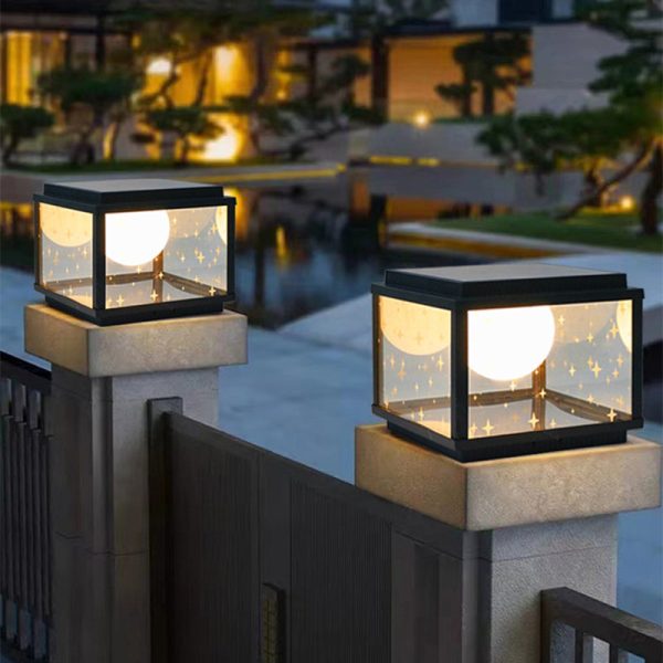 Modern Minimalist Aluminum & Glass Solar Powered LED Square Outdoor Light For Garden & Yard - Image 20