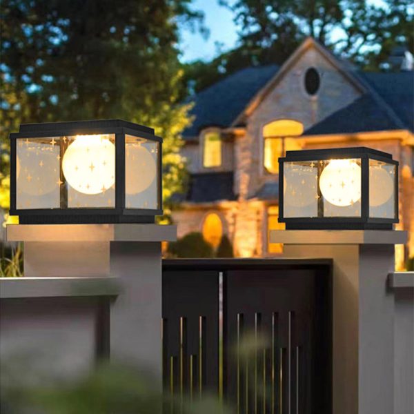 Modern Minimalist Aluminum & Glass Solar Powered LED Square Outdoor Light For Garden & Yard - Image 2