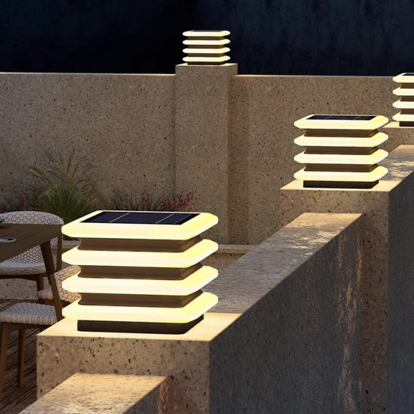 Modern Minimalist Stainless Steel & PE Round & Square LED Solar & Waterproof Outdoor Light For Garden, Yard & Patio - Image 2