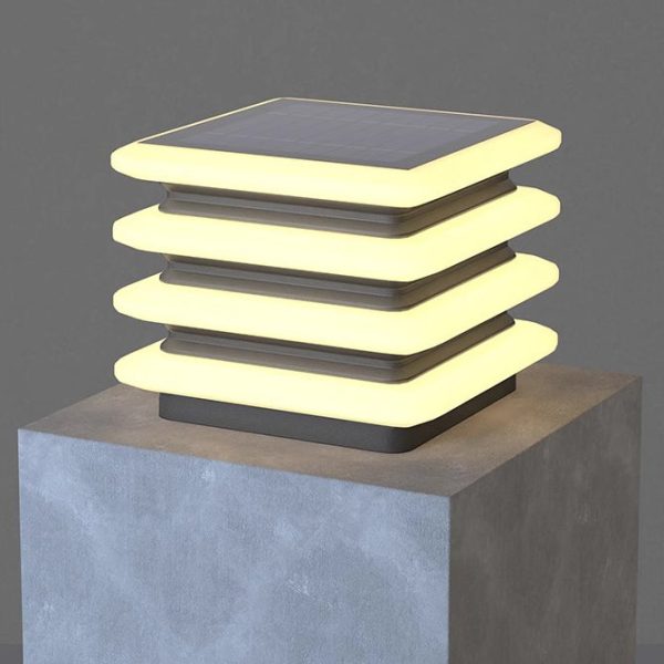 Modern Minimalist Stainless Steel & PE Round & Square LED Solar & Waterproof Outdoor Light For Garden, Yard & Patio - Image 15