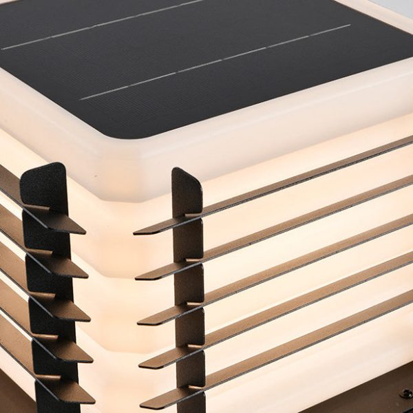 Modern Minimalist Metal, Rotomolded & Acrylic Square LED Outdoor Light With Solar & Waterproof Design For Garden & Patio - Image 8