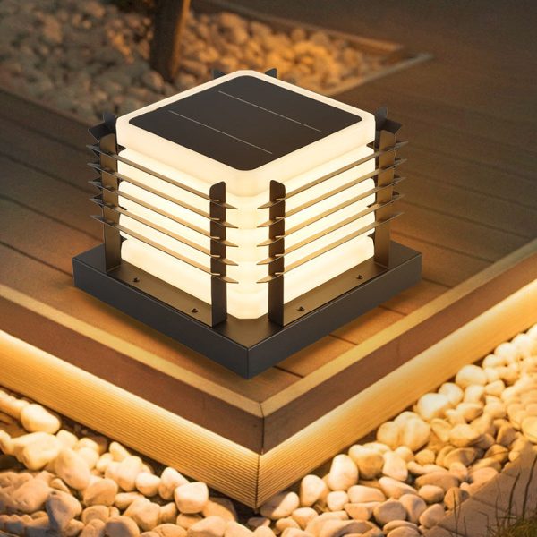 Modern Minimalist Metal, Rotomolded & Acrylic Square LED Outdoor Light With Solar & Waterproof Design For Garden & Patio - Image 15