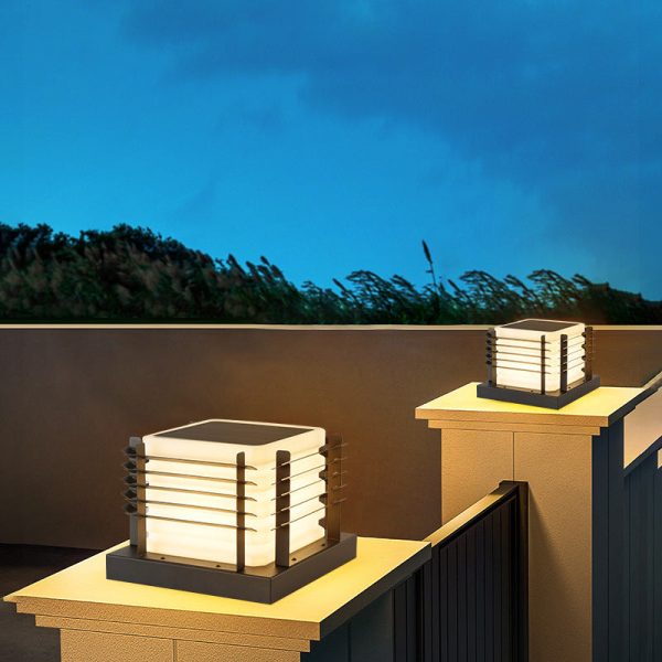 Modern Minimalist Metal, Rotomolded & Acrylic Square LED Outdoor Light With Solar & Waterproof Design For Garden & Patio - Image 14
