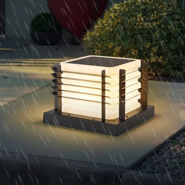 Modern Minimalist Metal, Rotomolded & Acrylic Square LED Outdoor Light With Solar & Waterproof Design For Garden & Patio - Image 3