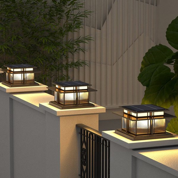Modern Minimalist Stainless Steel & Glass Square LED Outdoor Light With Solar & Waterproof Design For Courtyard, Balcony & Entryway - Image 17