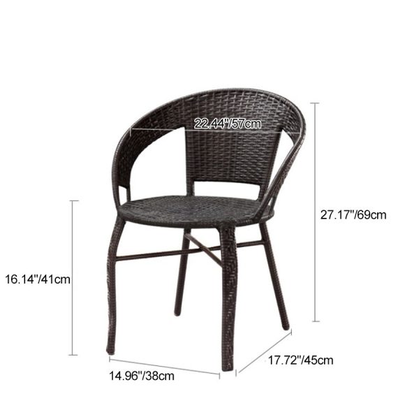 Modern Minimalist Metal & PE Rattan Round Handwoven Dining Chair With Backrest For Outdoor Patio - Image 4