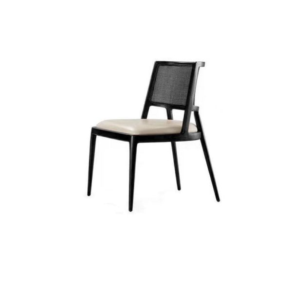 Traditional Vintage Microfiber Leather, Wood & Rattan Curved Dining Chair For Dining Room, Living Room And Bedroom - Image 8