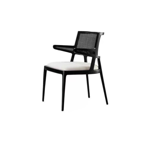 Traditional Vintage Microfiber Leather, Wood & Rattan Curved Dining Chair For Dining Room, Living Room And Bedroom - Image 9