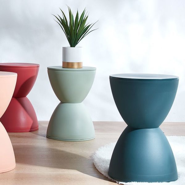 Modern Minimalist PP Round Hourglass Shaped Thicken Low Stool For Living Room - Image 20