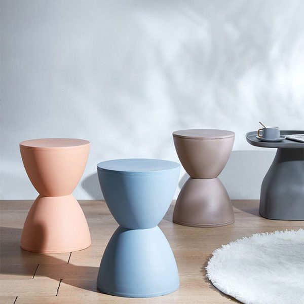 Modern Minimalist PP Round Hourglass Shaped Thicken Low Stool For Living Room - Image 24