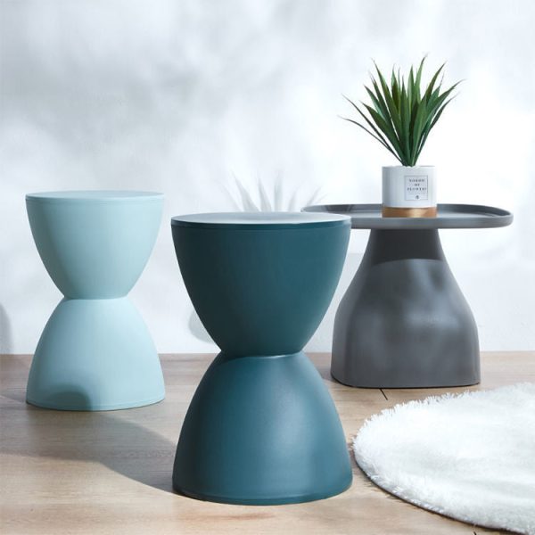 Modern Minimalist PP Round Hourglass Shaped Thicken Low Stool For Living Room - Image 23