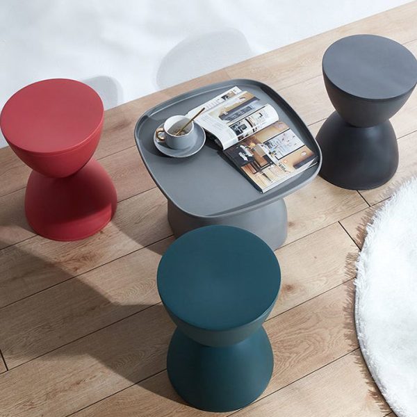 Modern Minimalist PP Round Hourglass Shaped Thicken Low Stool For Living Room - Image 31