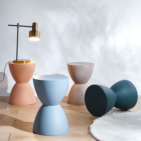 Modern Minimalist PP Round Hourglass Shaped Thicken Low Stool For Living Room - Image 25