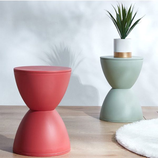 Modern Minimalist PP Round Hourglass Shaped Thicken Low Stool For Living Room - Image 18