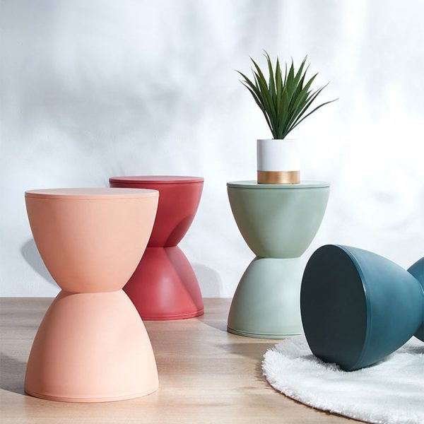 Modern Minimalist PP Round Hourglass Shaped Thicken Low Stool For Living Room - Image 21