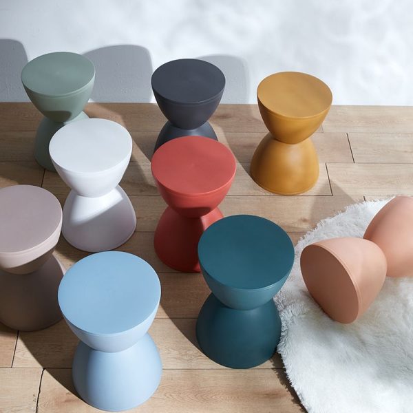Modern Minimalist PP Round Hourglass Shaped Thicken Low Stool For Living Room - Image 33