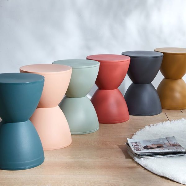 Modern Minimalist PP Round Hourglass Shaped Thicken Low Stool For Living Room - Image 29