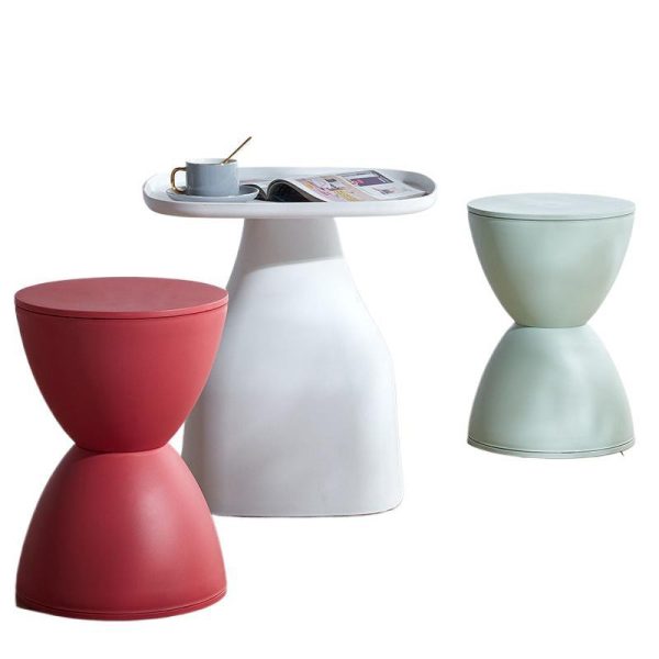 Modern Minimalist PP Round Hourglass Shaped Thicken Low Stool For Living Room - Image 35
