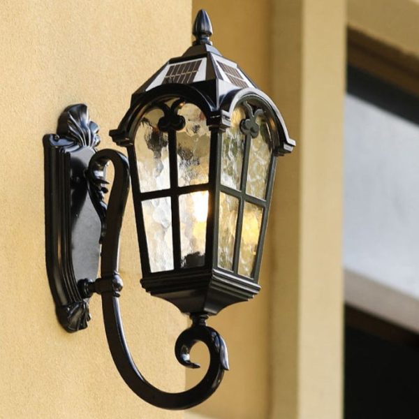 Traditional European Quadrilateral Lace Aluminum Printed Glass 1-Light Outdoor Wall Sconce Lamp For Garden - Image 19