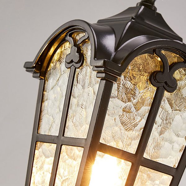 Traditional European Quadrilateral Lace Aluminum Printed Glass 1-Light Outdoor Wall Sconce Lamp For Garden - Image 8