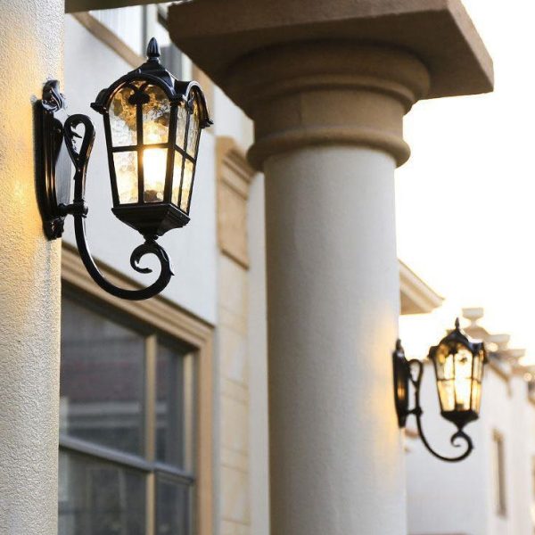 Traditional European Quadrilateral Lace Aluminum Printed Glass 1-Light Outdoor Wall Sconce Lamp For Garden - Image 13