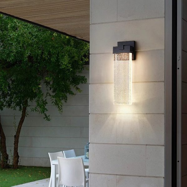 Modern Minimalist Waterproof Rectangle Aluminum Bubble Crystal LED Wall Sconce Lamp For Outdoor Patio